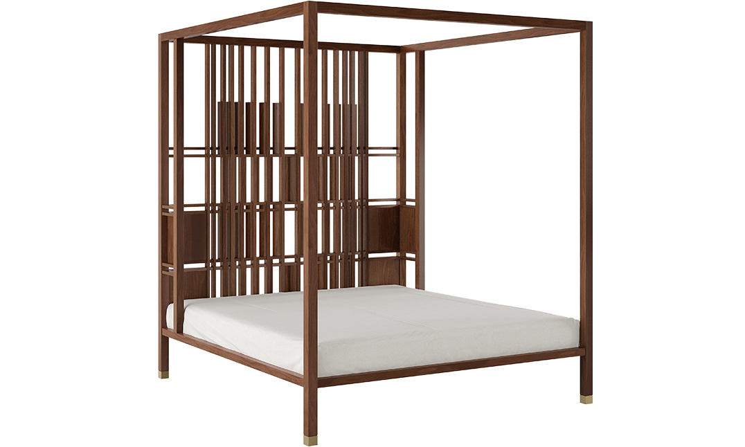 Dhoop-Chhaon Bed Natural Walnut